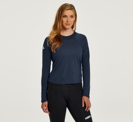 Hoka One One Merino Blend Long Sleeve - Top Mulher Outerspace | PT-SRlwgBt